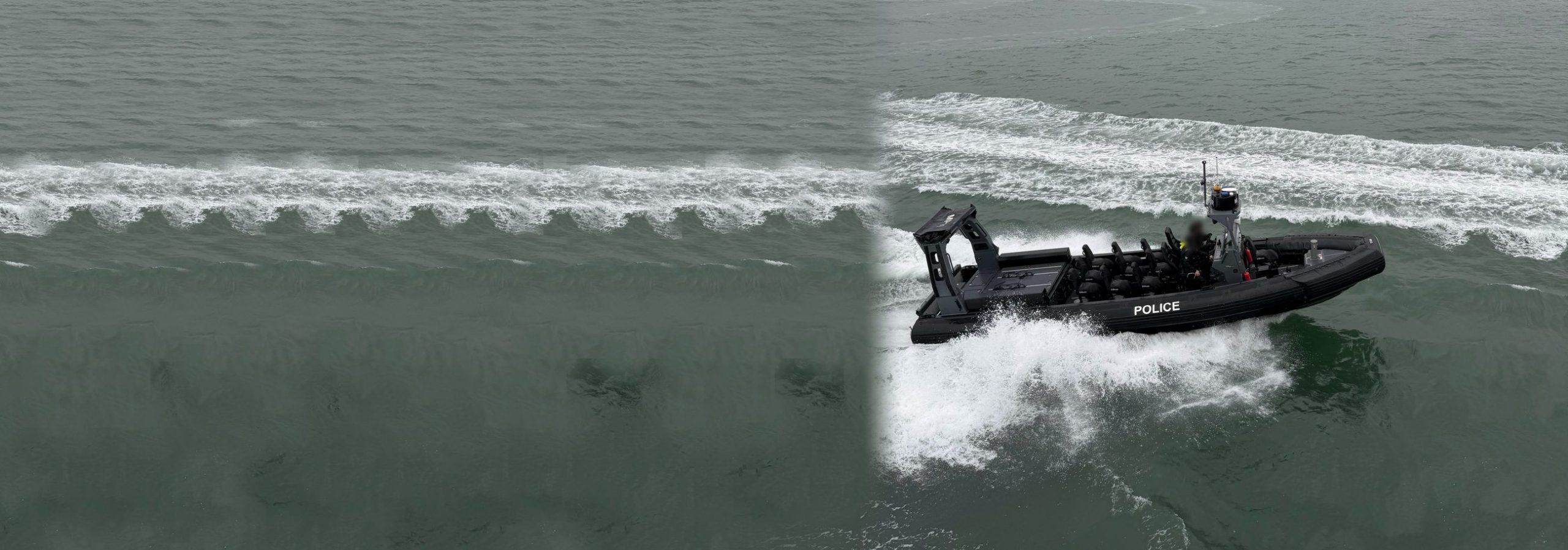 Marine brand sales agency UK: professional RIB at speed with wake